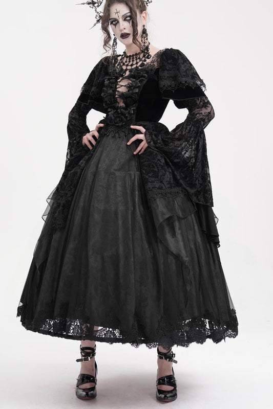 Women's Gothic Dress with Crochet Hanayome Lace and Long Sleeves