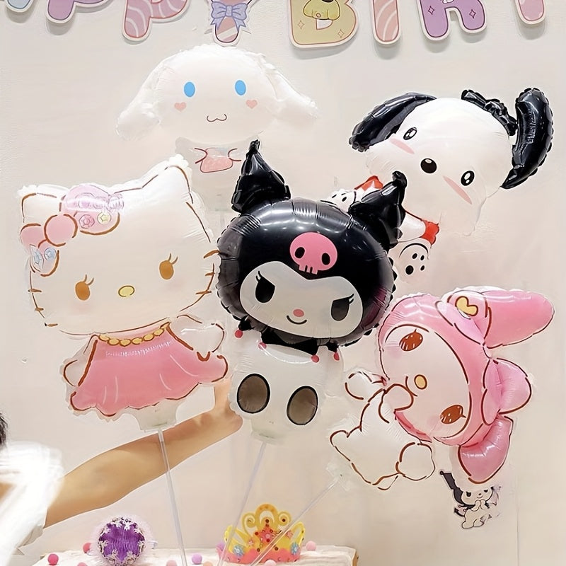 5pcs Cartoon Balloons Halloween Drag Pole Handheld Stick KI742