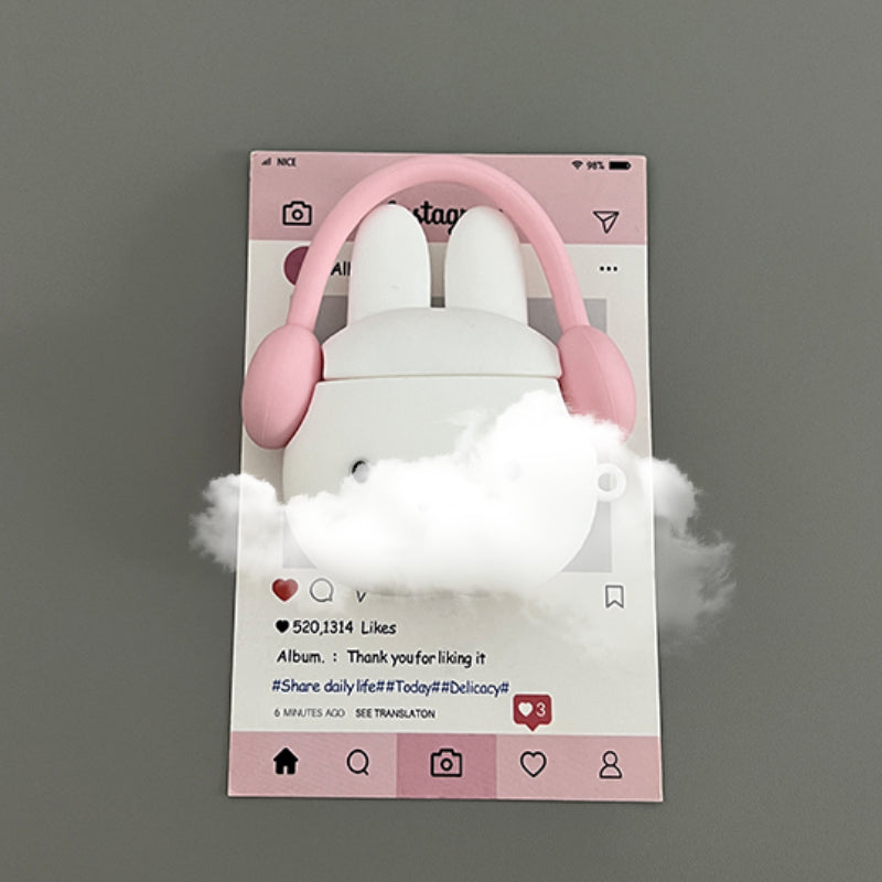 Cute Miffy with Pink Earphones Airpods Case - Lovesickdoe