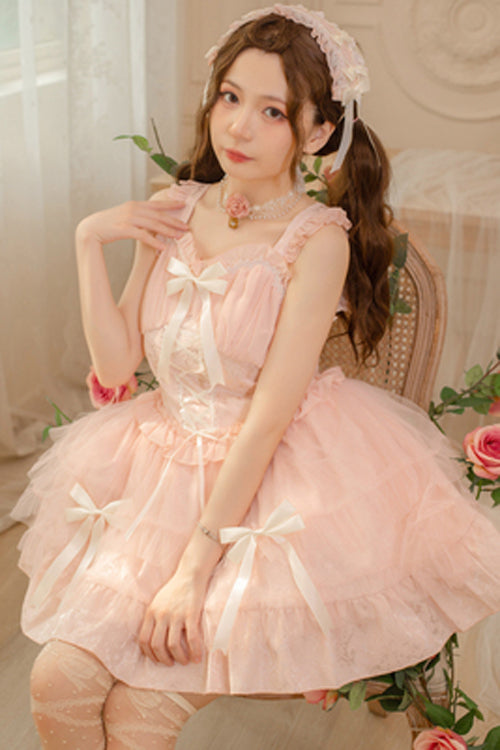 Romance Overture Frill Bow High-Waist Sweet Lolita Jumper Dress