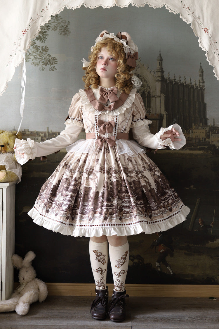 Daily Sweet Lolita Dress with Round Collar and Short Sleeves