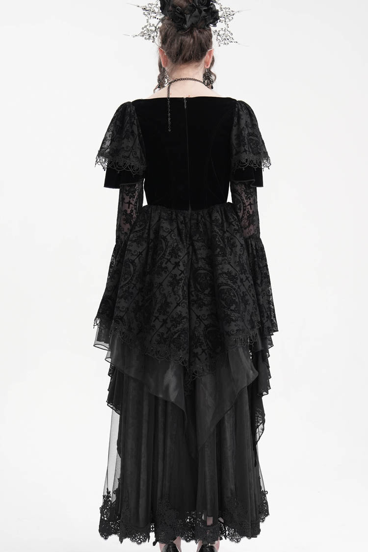 Women's Gothic Dress with Crochet Hanayome Lace and Long Sleeves