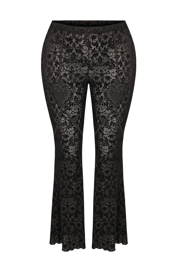 Velvet Flare Pants with Front Decals for Plus Size - Gothic Edge