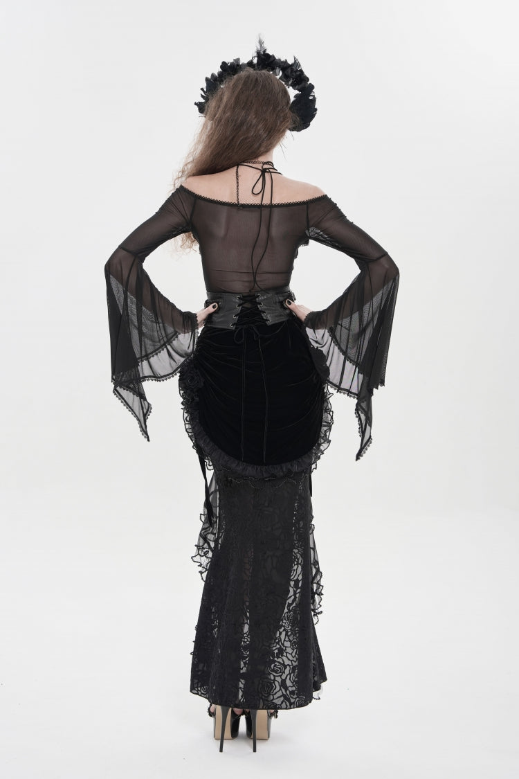 Women's Gothic Zip Girdle Accessory with Crochet Lace-Up, Slim Fit and Zipper