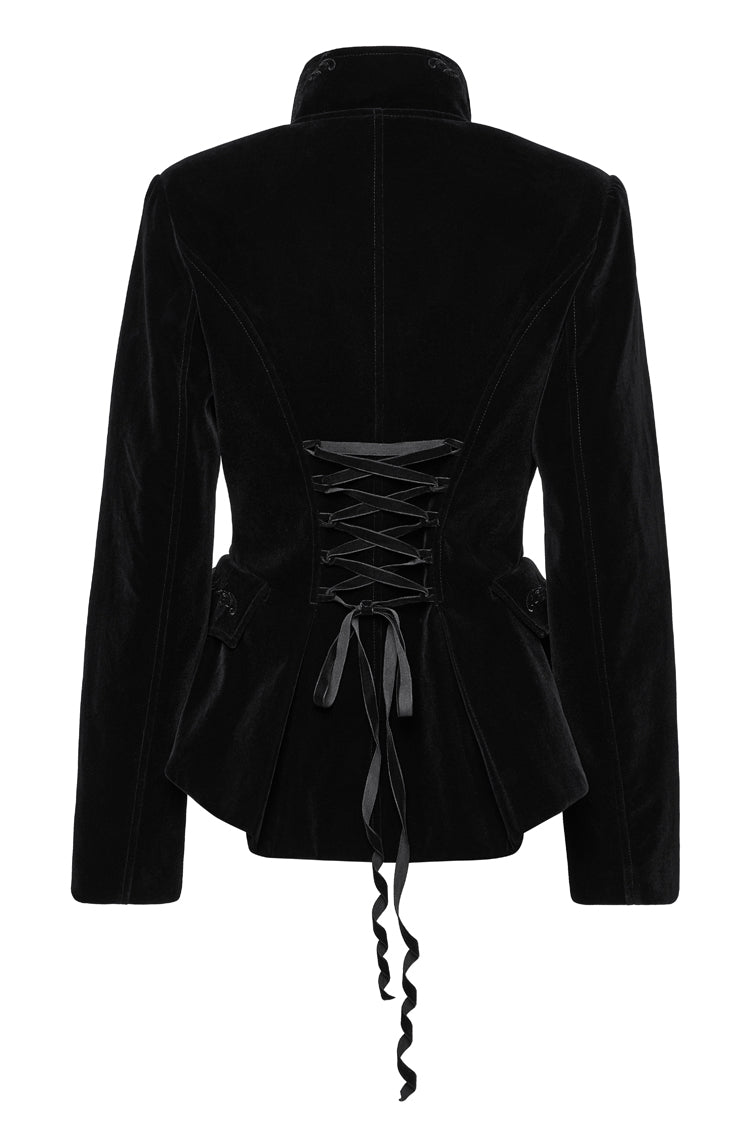 Gothic Velvet Jacket with Swallow-Tailed Hem