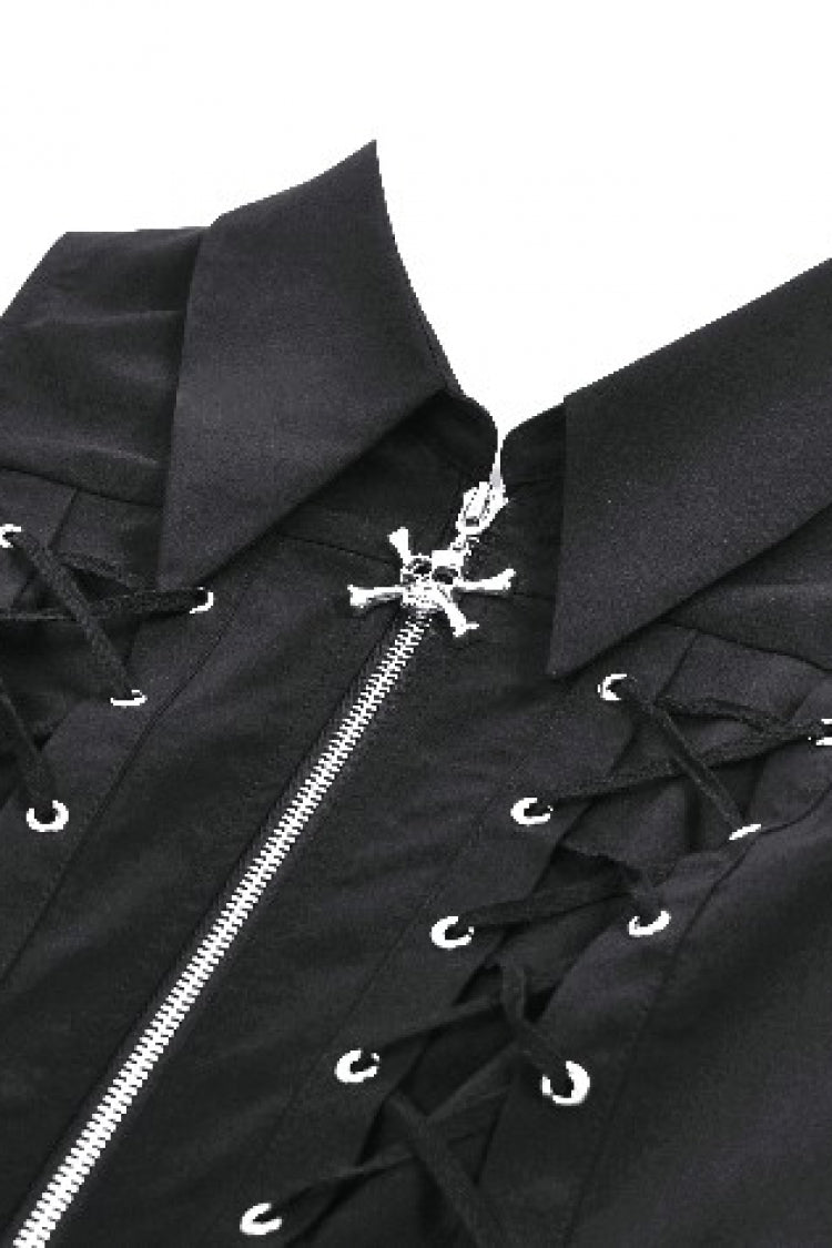 Skull Zip Sleeveless Punk Dress for Women - Gothic Edge