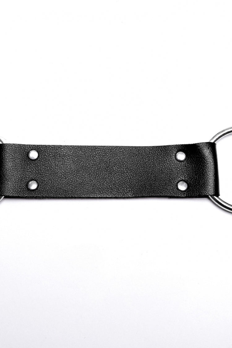 Steampunk Faux Leather Body Harness with Buckles - Noir