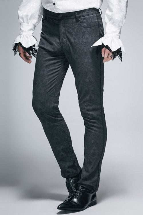 Braided-Strap Jacquard Pants in Dark Gothic Style