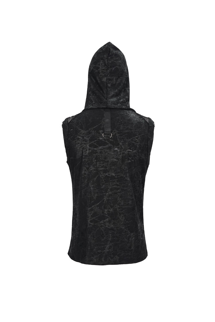 Gothic Cutout Skull Print Chain-Trim Tank for Men