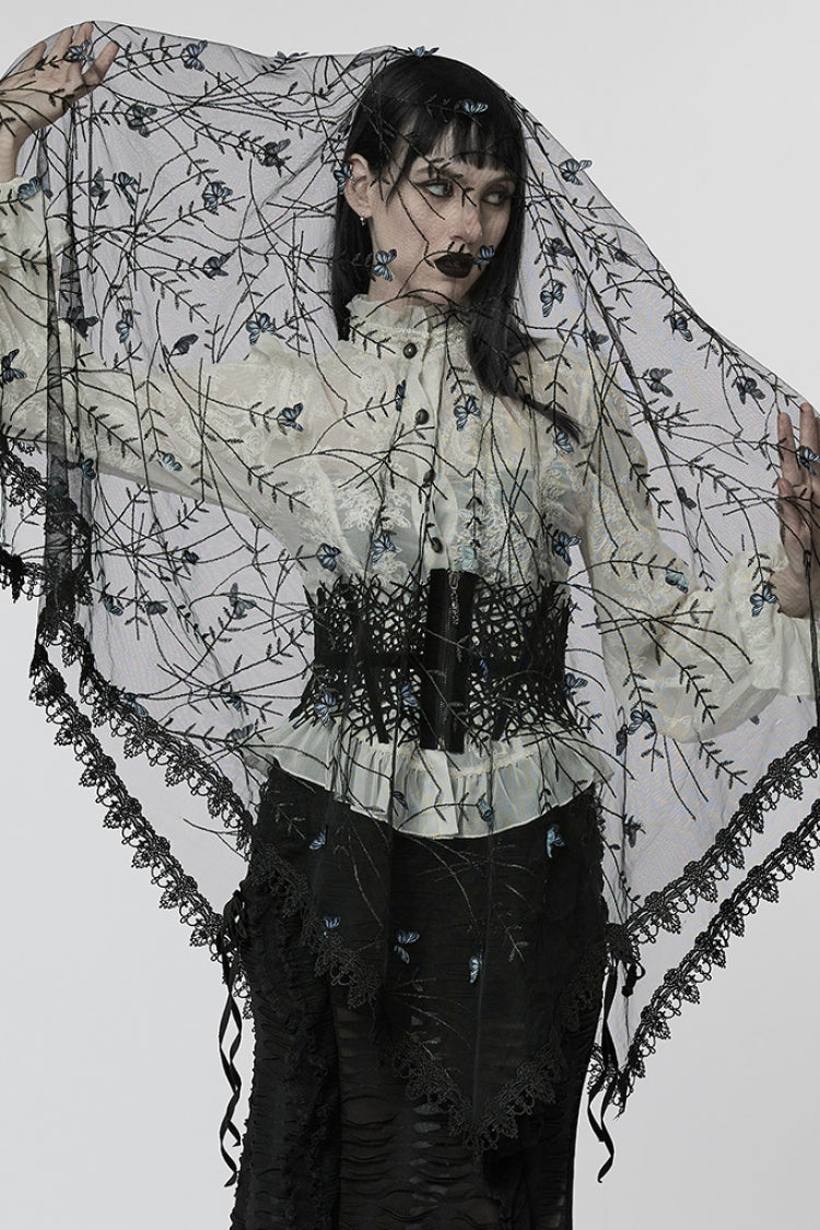 Gothic Floral Butterfly Lace Headpiece