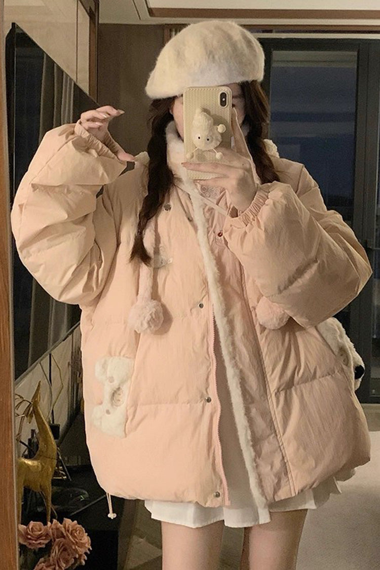 Pink Pig Motif Hooded Long-Sleeve Lolita Jacket