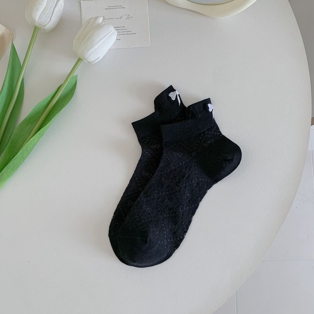 6 Pieces Solid Color Bow Socks