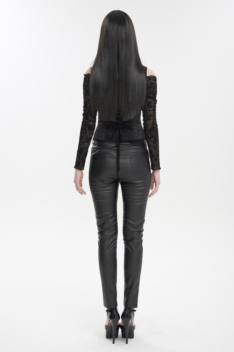 Ebony Floral-Embroidered Backless Corset Lace Goth Top