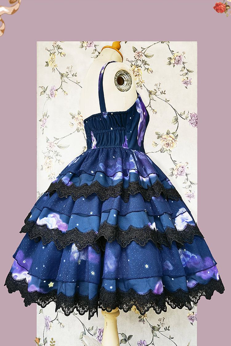 Azure Triple Cloud Print Ruffled Lace Sweet Lolita Dress