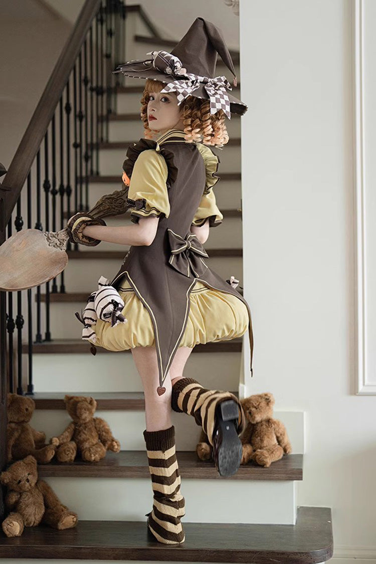 Halloween Sweet Lolita Vest Set with Short Sleeves and Bows