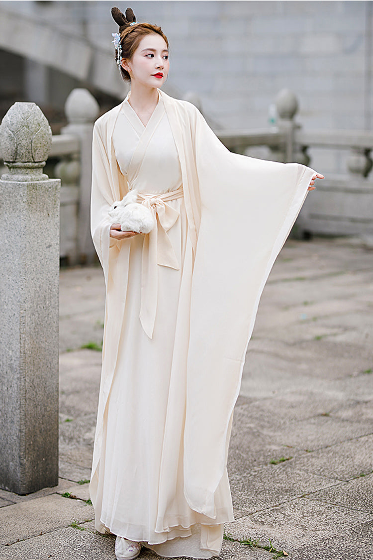Elegant Chang'E Hanfu Dress with Wide Sleeves Classic Ancient Costume