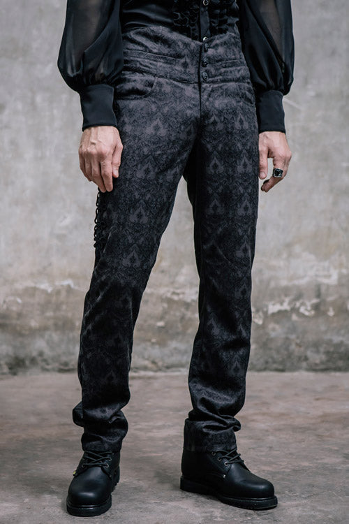 Jacquard Trousers with Side Disc Accents and Back Lacing