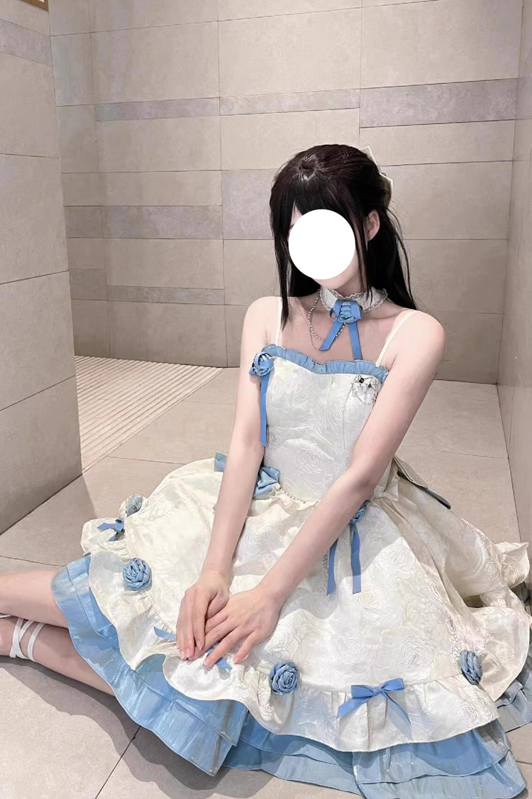 Printed Ruffle Bowknot Sweet Princess Lolita Jsk Dress