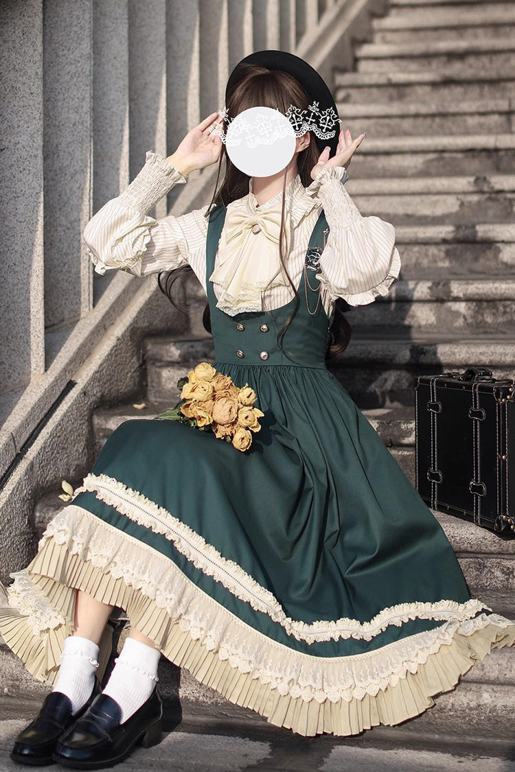Emerald Artemis SP Ruffle Bow Lace College Style Elegant Lolita Jumper Gown