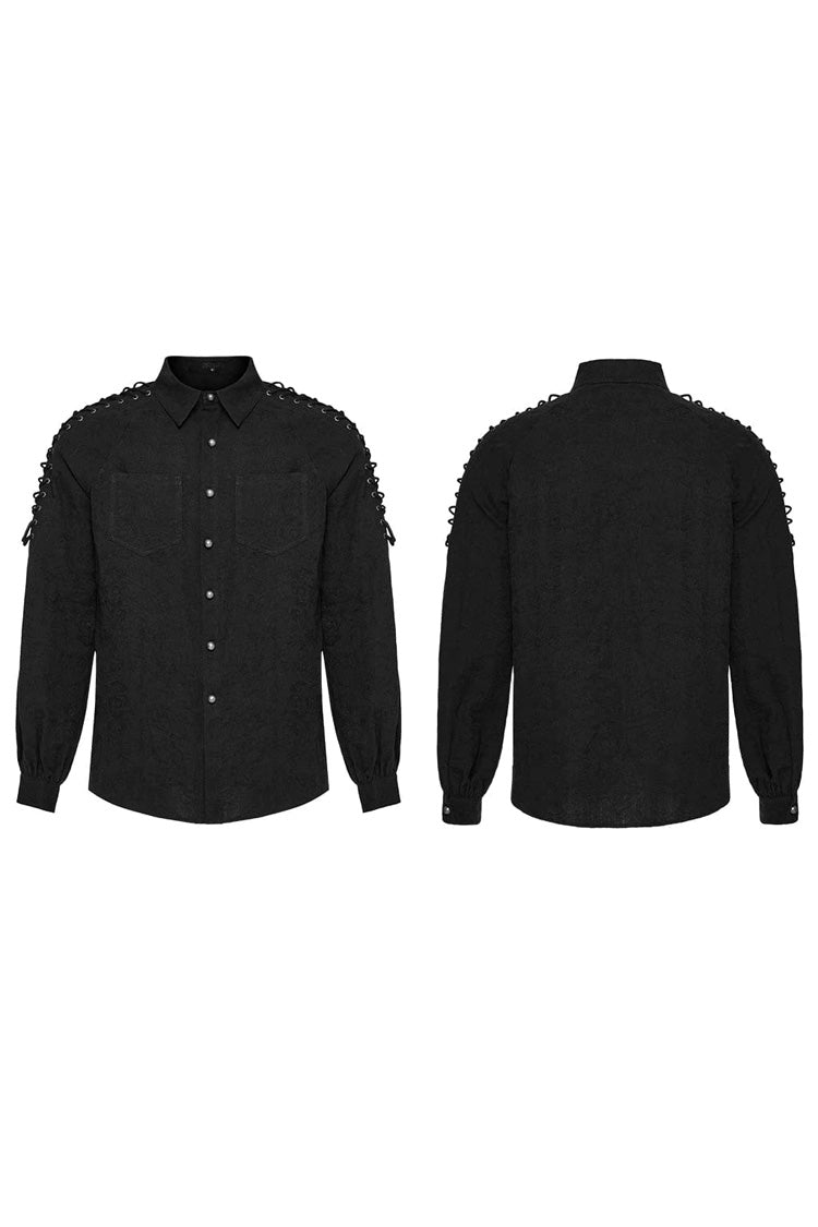 Gothic Men's Blouse with Puff Sleeves and Shoulder Straps - Two Shades