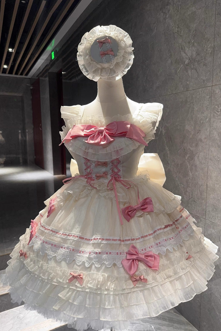 Prelude to Spring Song Sleeveless Multi-Layered Ruffle Bowknot Lace Sweet Princess Ballet Lolita Jsk Dress