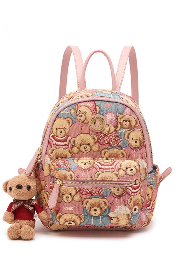 College Style Sweet Lolita Backpack with Bear Print in 3 Colors