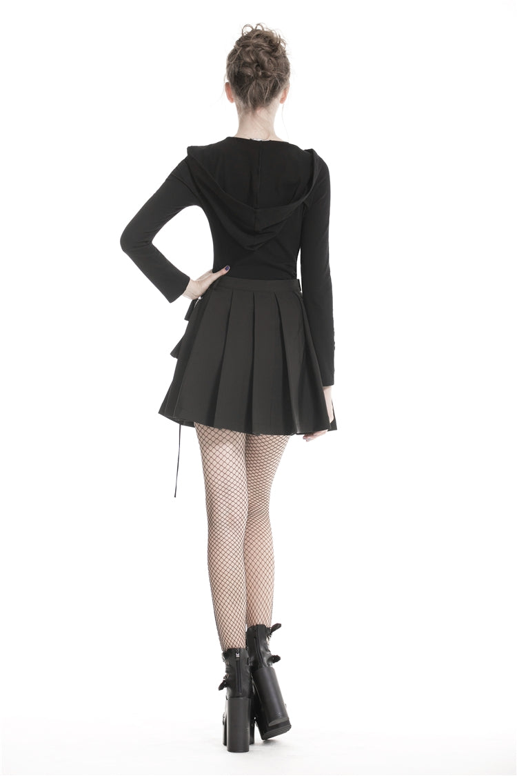 Zippered Pleated Punk Mini Skirt with Side Bag