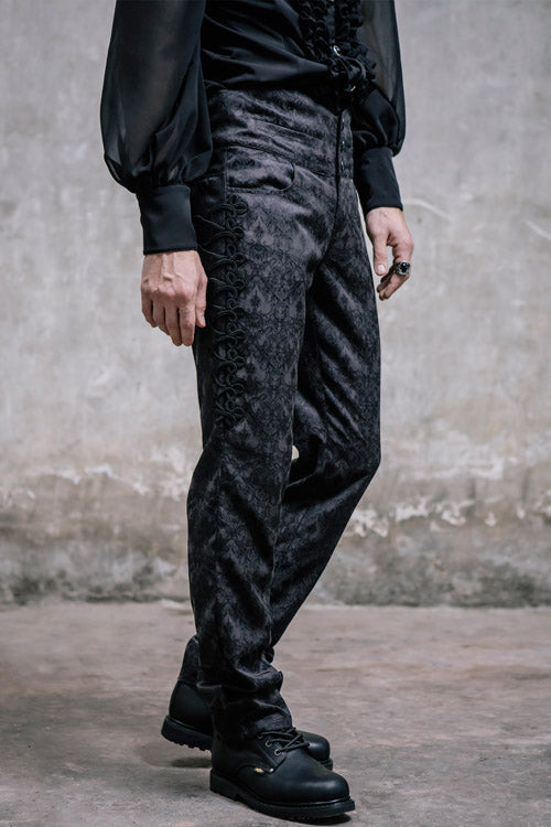 Jacquard Trousers with Side Disc Accents and Back Lacing