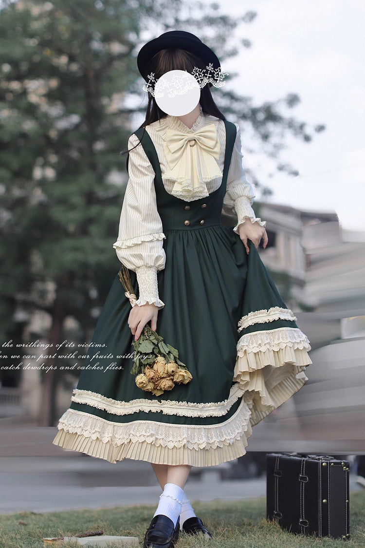 Emerald Artemis SP Ruffle Bow Lace College Style Elegant Lolita Jumper Gown
