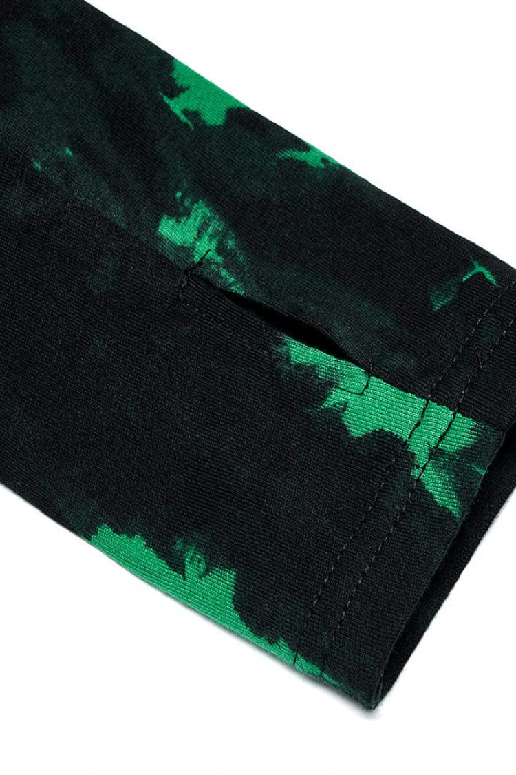 Emerald Short Sleeve Tie-Dyed Metal Chain Steampunk Women's Tee