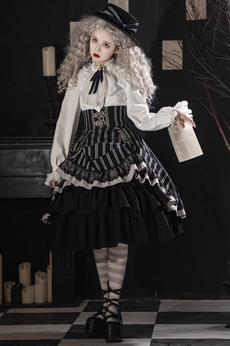 Multi-Layer Striped Ruffle Skirt for Lolita - Gothic Edge