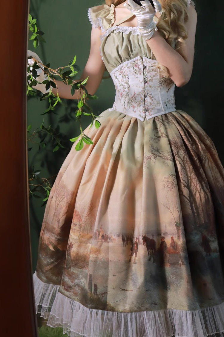 Elegant Princess Lolita JSK Dress with Off-Shoulder Ruffled Lace