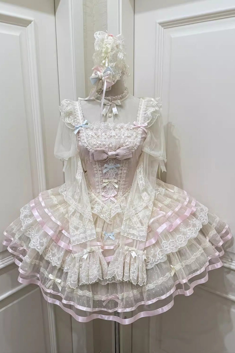 Butterfly Heart Ballet Triple-Layer Ruffle Bow Lace Ballet Lolita JSK