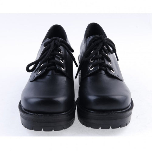 Lolita Platform Shoes with Round Toe and Military Design