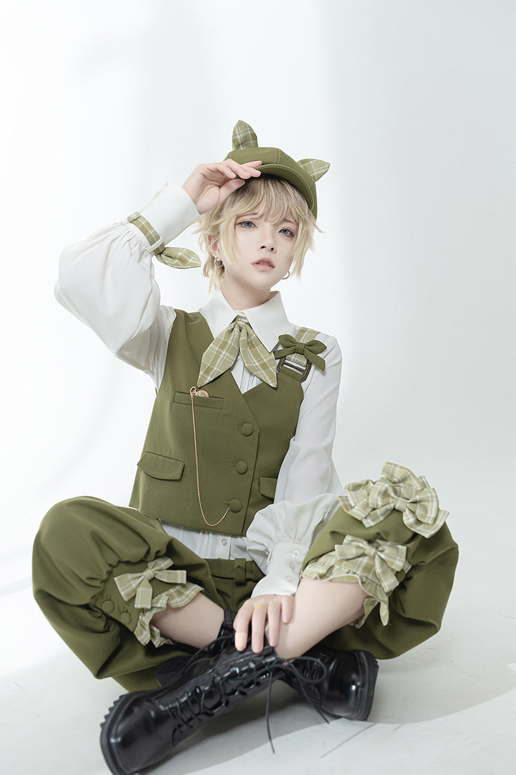 Ouji Lolita Vest - Matcha Green - Secret Morning Post - Cute and Handsome