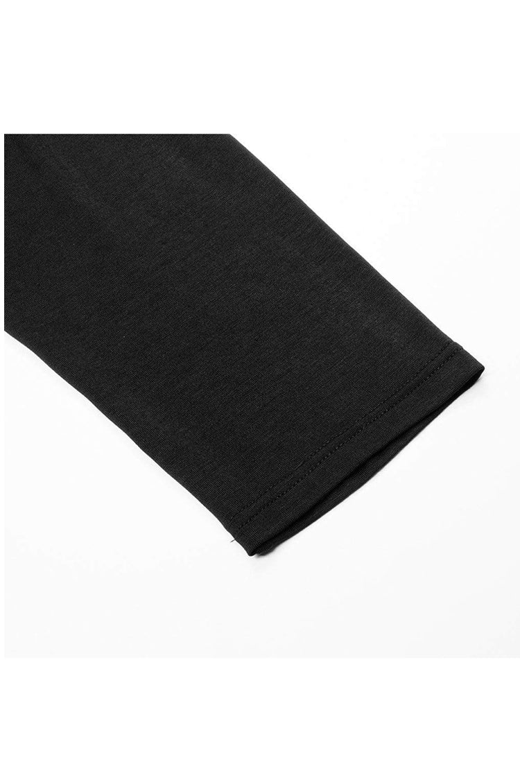 Men's Punk Two-Piece Tee with Mesh Outer & Hooded Inner in Black Knit