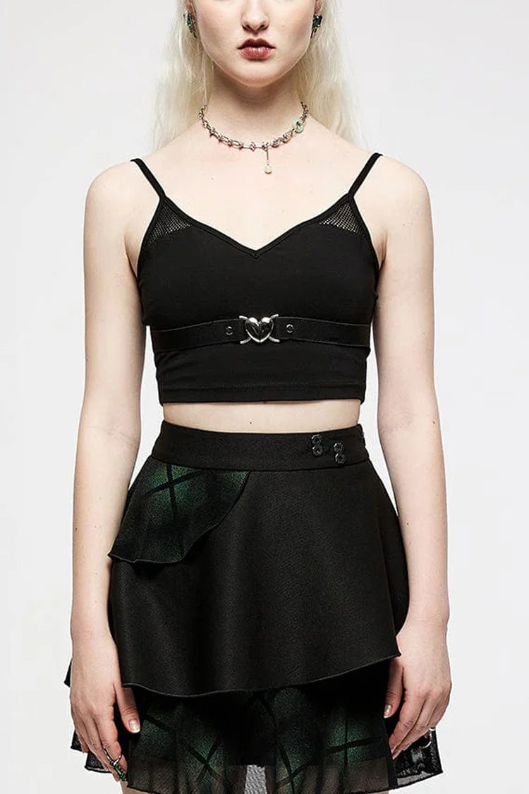 Slim Punk Vest with Metal Heart Buckle Strap