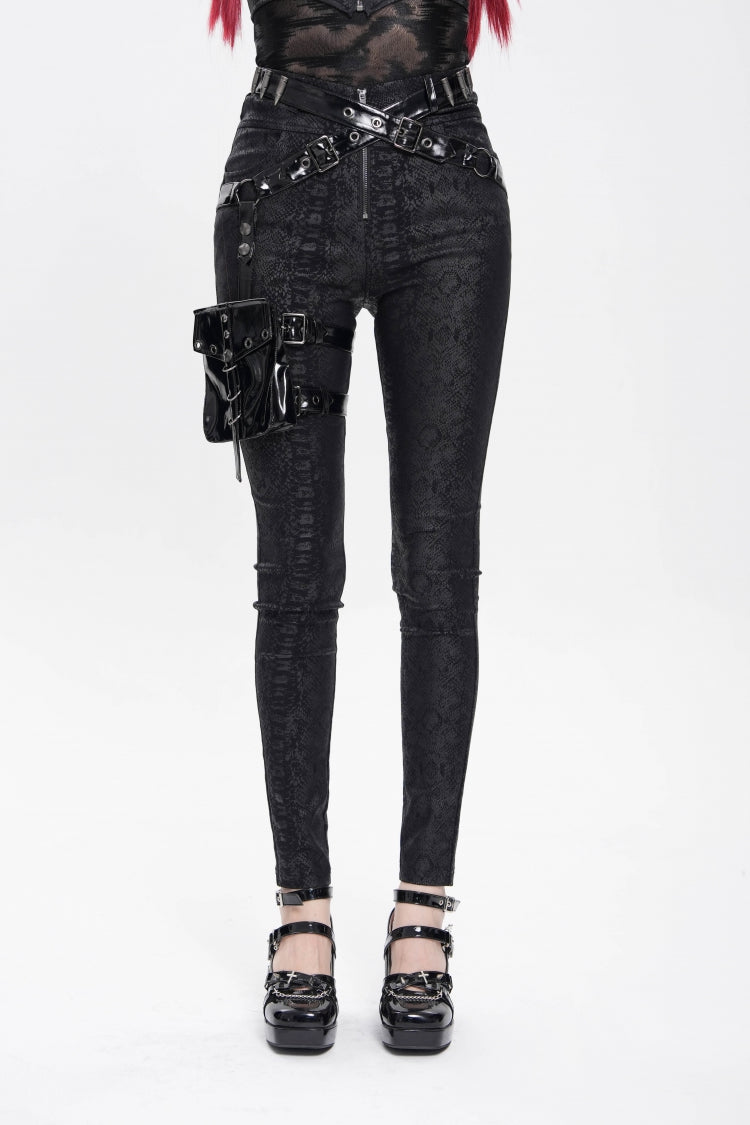 Punk Trousers with Leg Bag and Buckle Straps - Gothic Edge