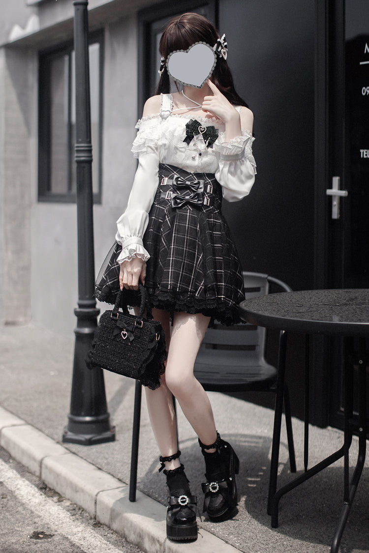 Bow-Detailed Tartan Jirai Kei Japanese Skirt