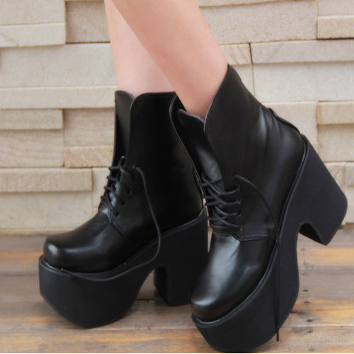 Black High-Heel Platform Lolita Boots