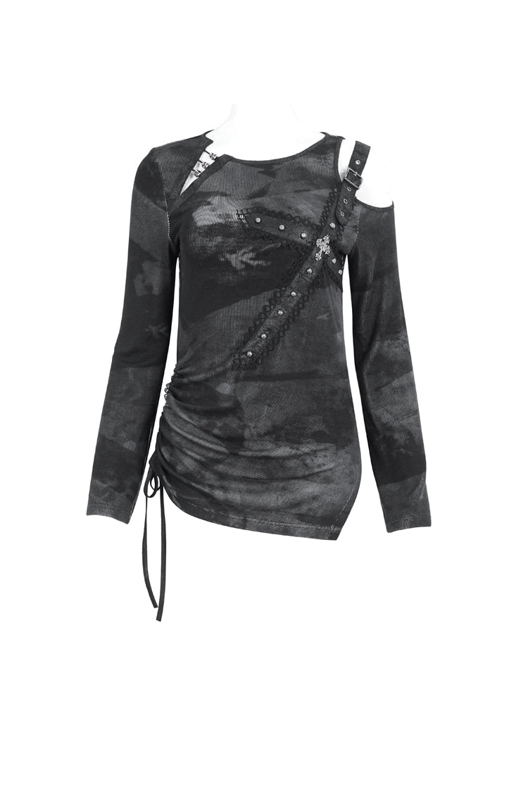 Steampunk Print Shirt for Women, Long-Sleeve Blouse with Victorian Touch