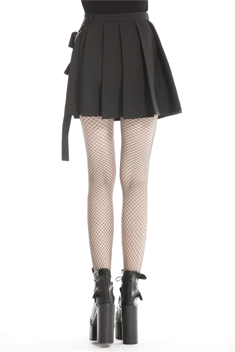 Zippered Pleated Punk Mini Skirt with Side Bag