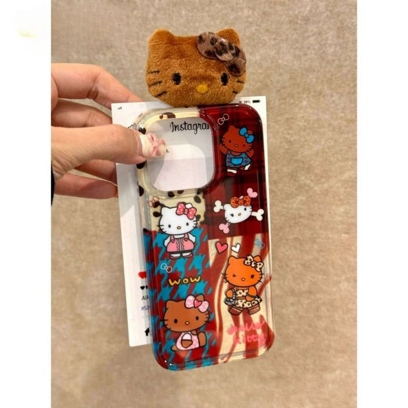 Cartoon Leopard Print Kitty Bow Phone Case KI647