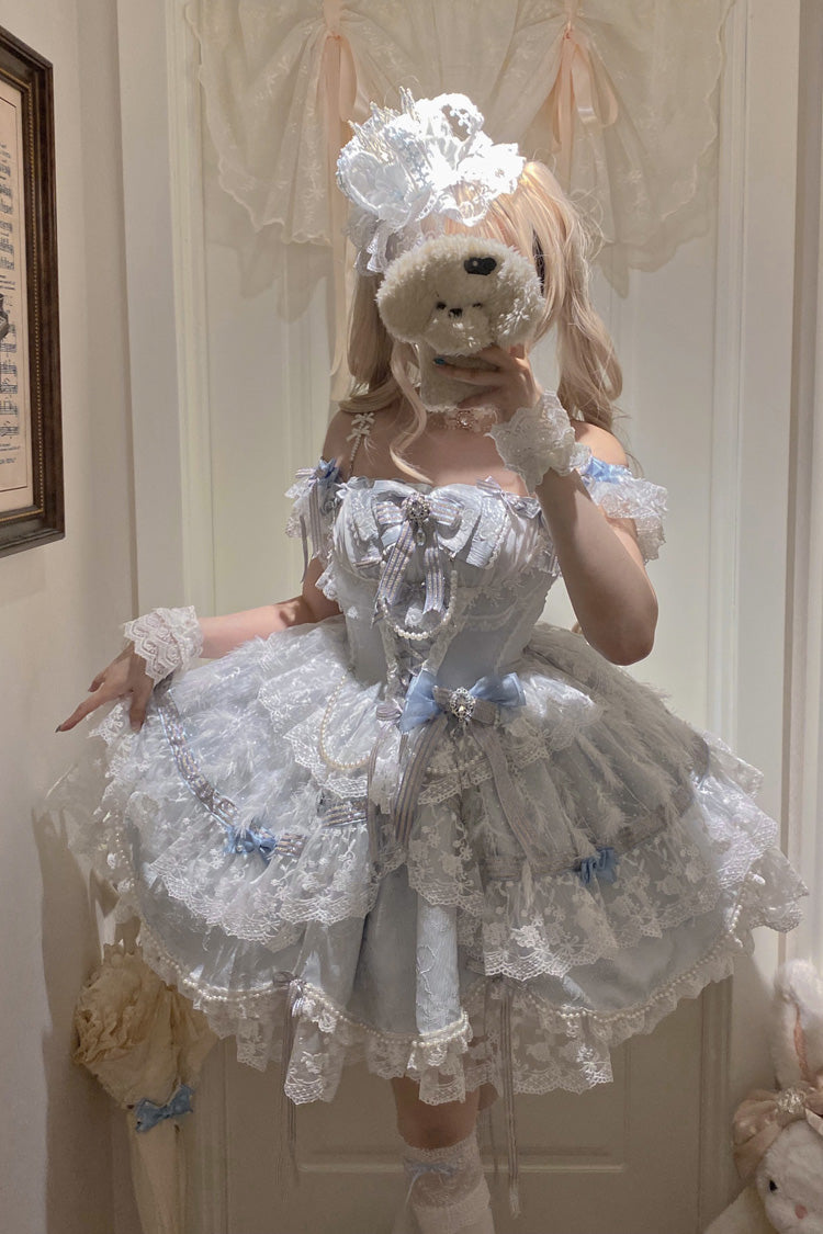 Square Collar Ruffled Hanayome Bow Lace Ballet Princess JSK - Anna's Ball