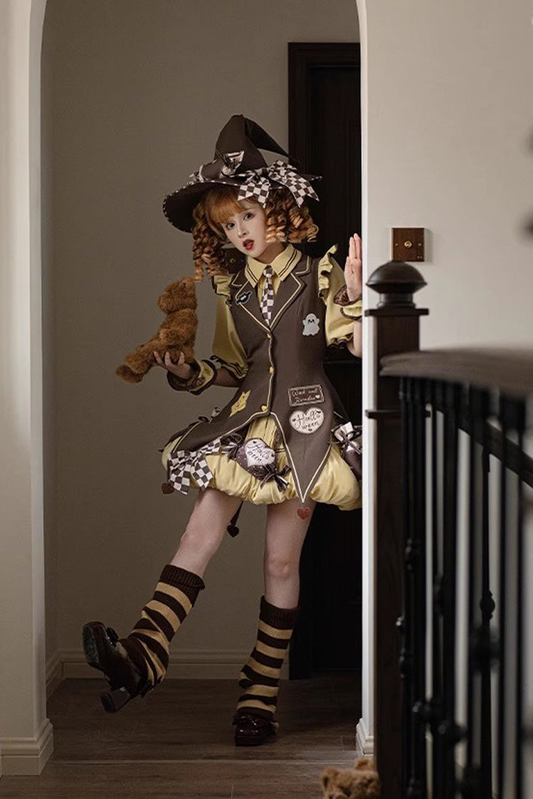 Halloween Sweet Lolita Vest Set with Short Sleeves and Bows