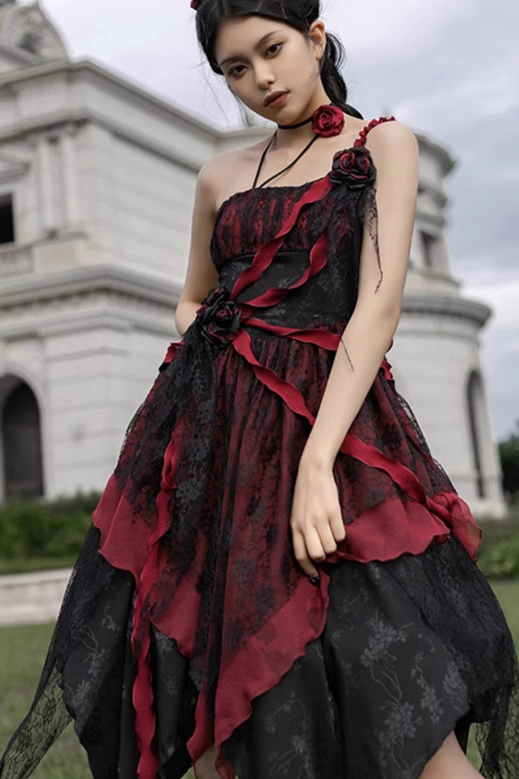 Wabi Sabi Stitched Irregular Asymmetric Gothic Lolita JSK Dress in 3 Colors