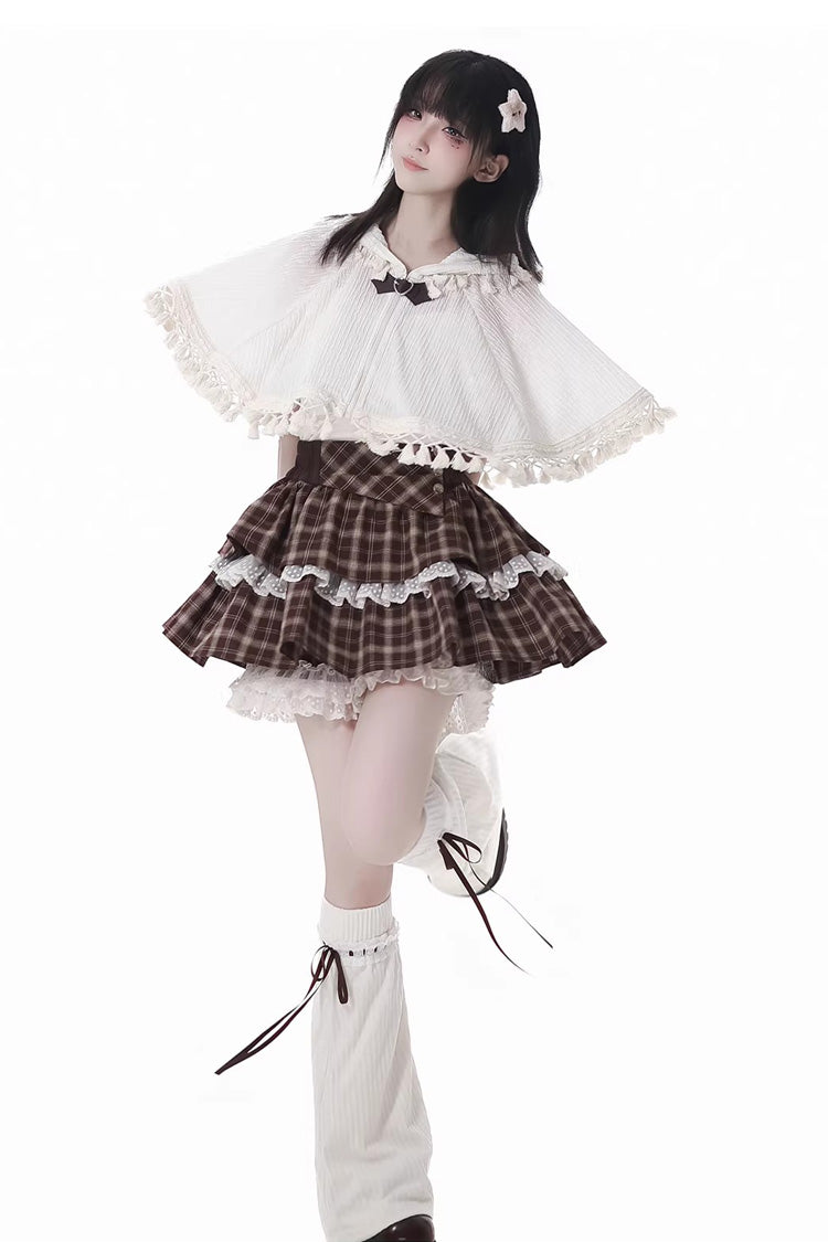 Sweet Lolita Skirt with Double-Layered Ruffles and Lace Splicing