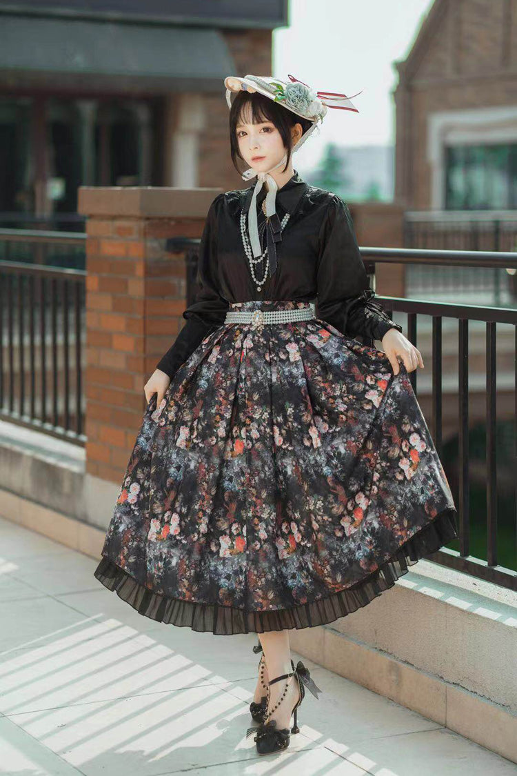 Floral Printed Ruffled Gothic Skirt - Afternoon Tea