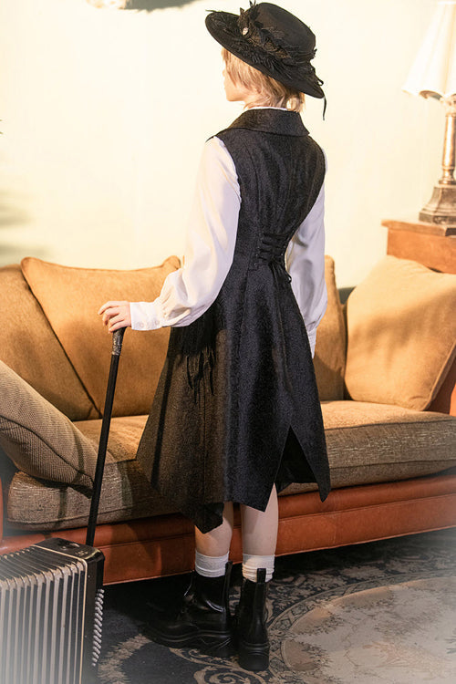 Ash-Burned Gothic Long Vest for Women - Ouji - Gothic Edge