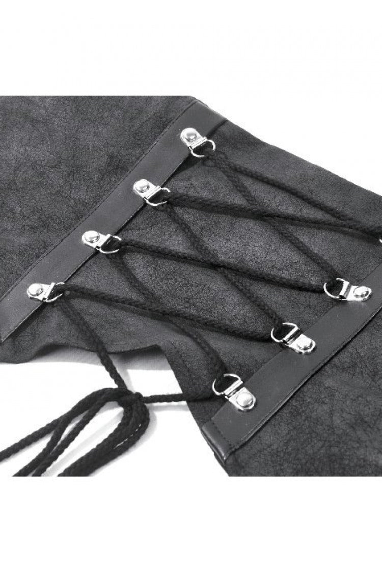 Washed Black Lace-Up Eyelet Punk Asymmetric Corset Waist Belt for Women